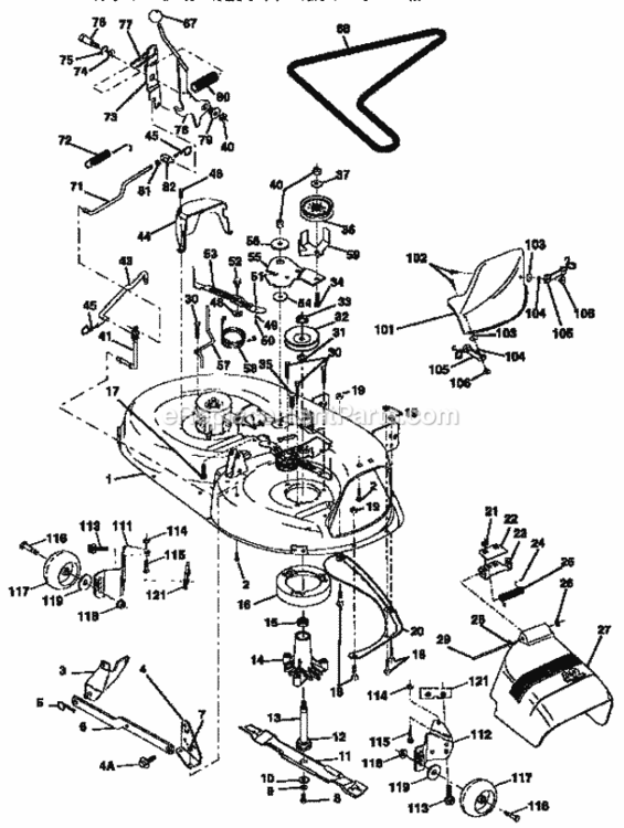 Page J Diagram and Parts List for 917257642  Craftsman Lawn Tractor