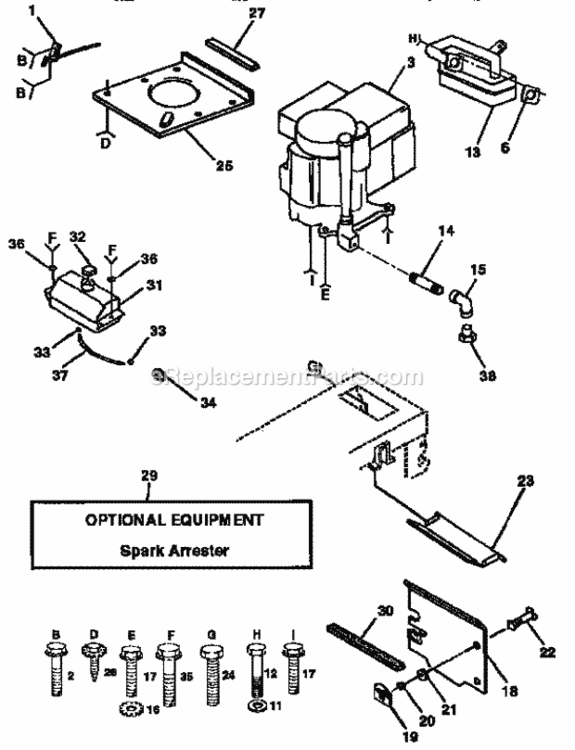 Page H Diagram and Parts List for 917257642  Craftsman Lawn Tractor