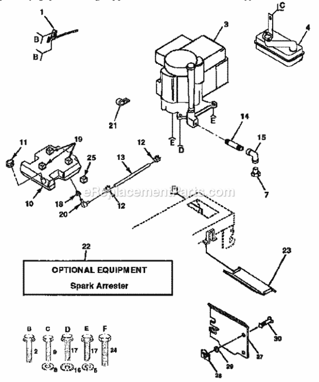 Page E Diagram and Parts List for 917257651  Craftsman Lawn Tractor