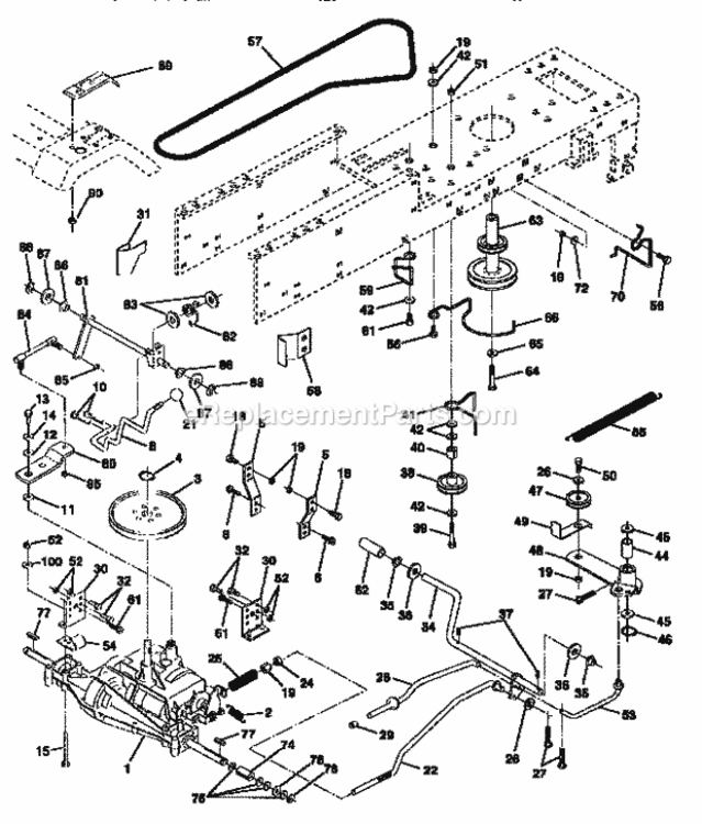 Page C Diagram and Parts List for 917257652  Craftsman Lawn Tractor