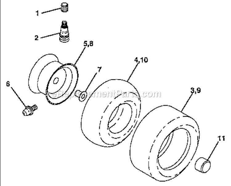Wheels  Tires Diagram and Parts List for 917257660  Craftsman Lawn Tractor