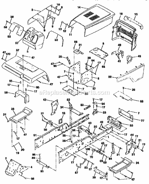 Page B Diagram and Parts List for 917257721  Craftsman Lawn Tractor