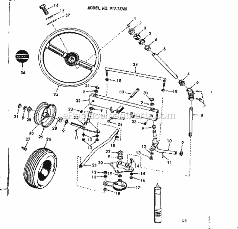 Page C Diagram and Parts List for 91725780  Craftsman Lawn Tractor