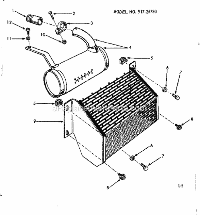 Page D Diagram and Parts List for 91725780  Craftsman Lawn Tractor