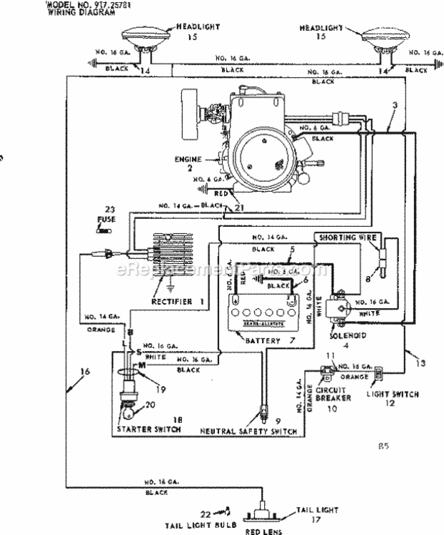 Page E Diagram and Parts List for 91725781  Craftsman Lawn Tractor