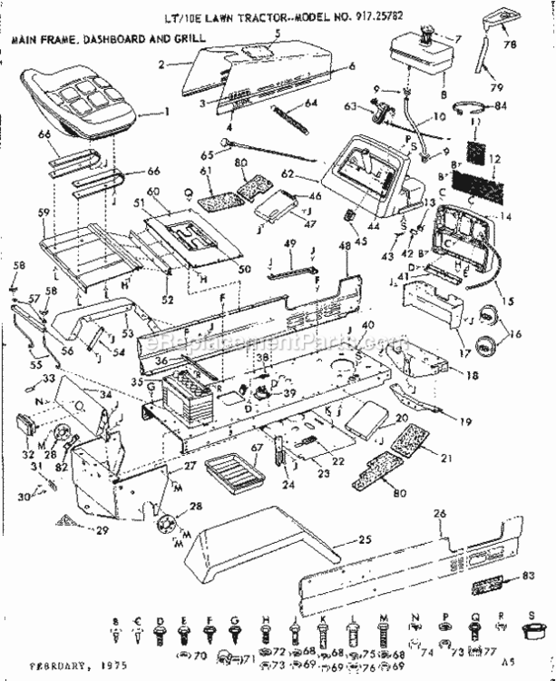 Page A Diagram and Parts List for 91725782  Craftsman Lawn Tractor