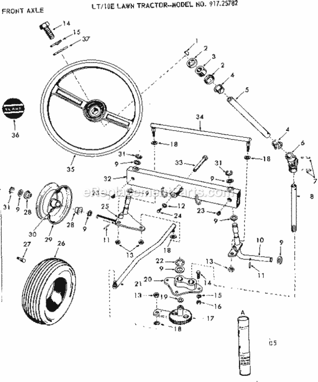 Page C Diagram and Parts List for 91725782  Craftsman Lawn Tractor