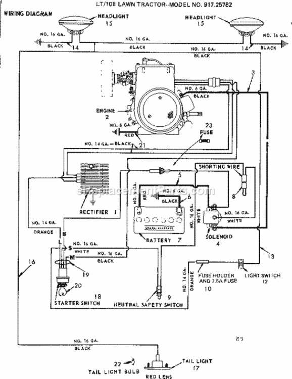 Page E Diagram and Parts List for 91725782  Craftsman Lawn Tractor