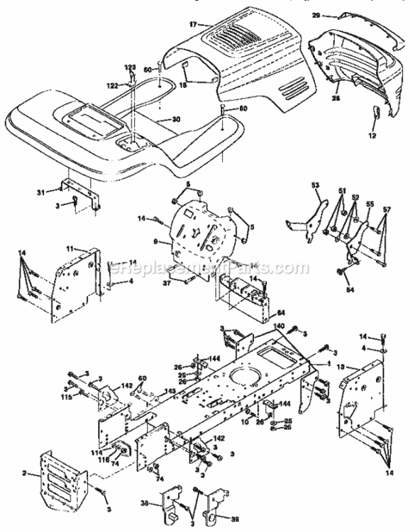 Page B Diagram and Parts List for 917258020  Craftsman Lawn Tractor