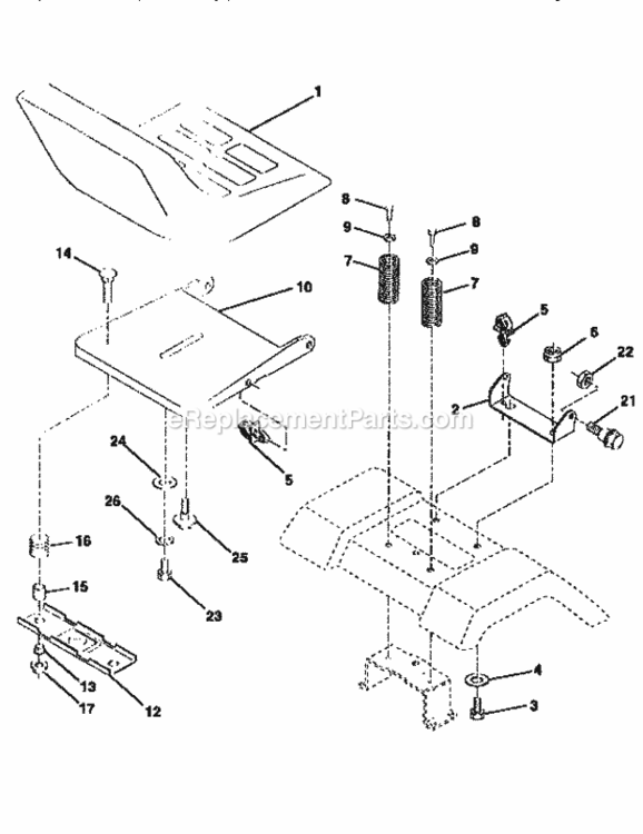 Page E Diagram and Parts List for 917258020  Craftsman Lawn Tractor