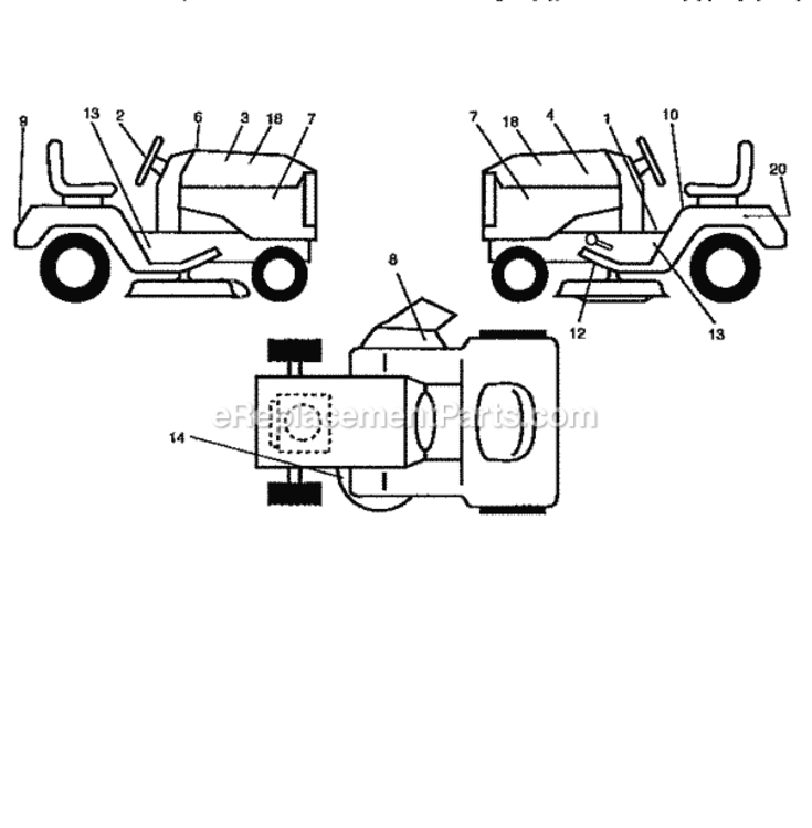 Page F Diagram and Parts List for 917258020  Craftsman Lawn Tractor