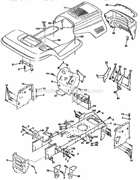 Page B Diagram and Parts List for 917258030  Craftsman Lawn Tractor