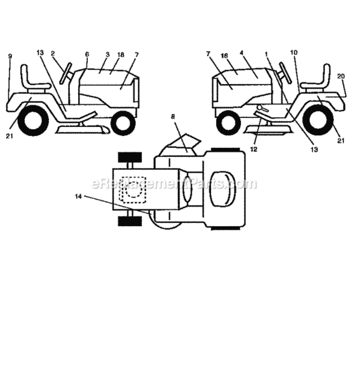 Page F Diagram and Parts List for 917258030  Craftsman Lawn Tractor