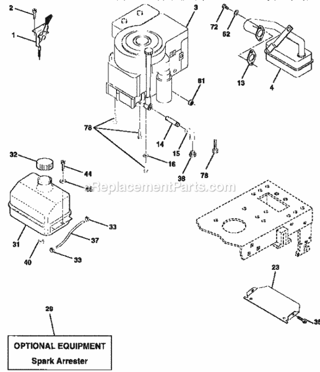 Page H Diagram and Parts List for 917258030  Craftsman Lawn Tractor