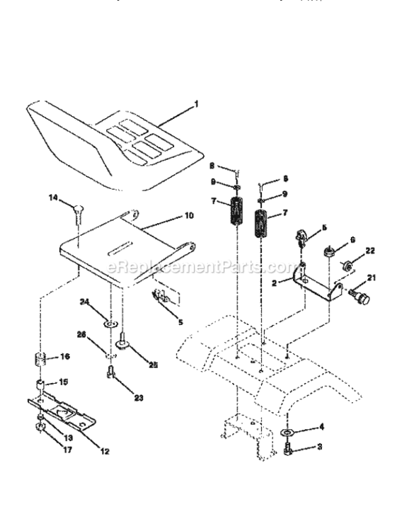 Page E Diagram and Parts List for 917258050  Craftsman Lawn Tractor