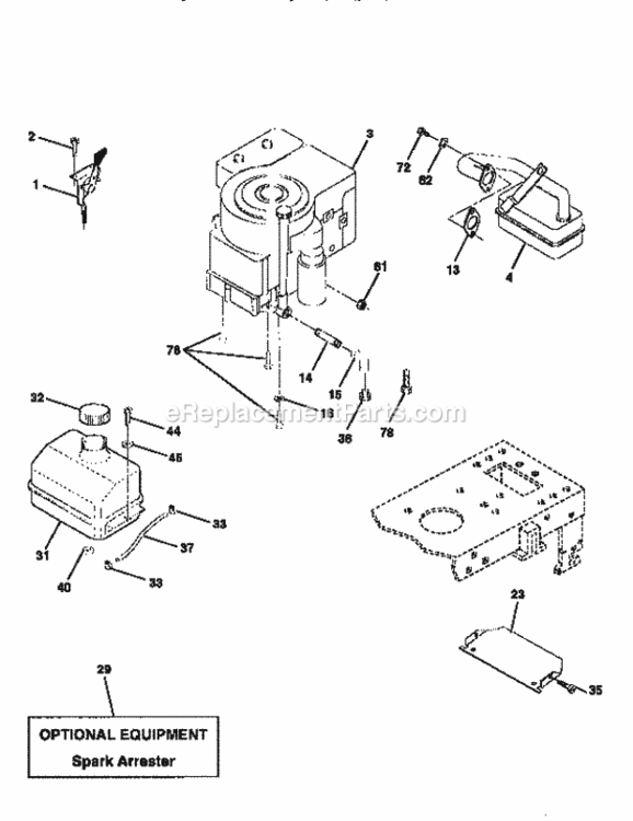 Page H Diagram and Parts List for 917258050  Craftsman Lawn Tractor
