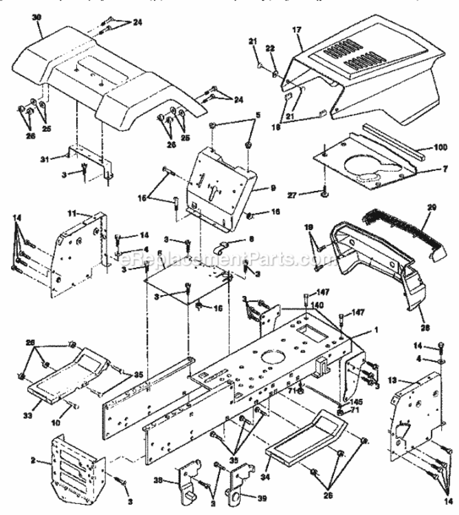 Page B Diagram and Parts List for 917258051  Craftsman Lawn Tractor