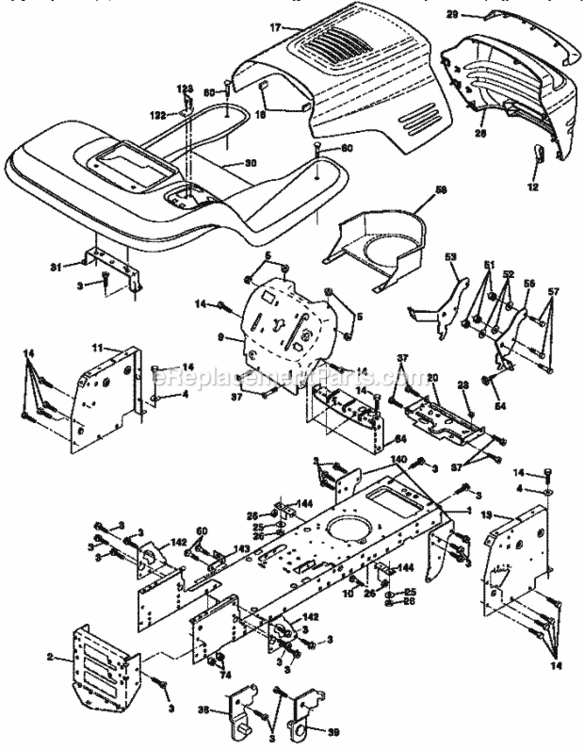 Page B Diagram and Parts List for 917258170  Craftsman Lawn Tractor