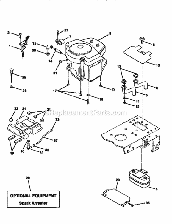Page E Diagram and Parts List for 917258170  Craftsman Lawn Tractor