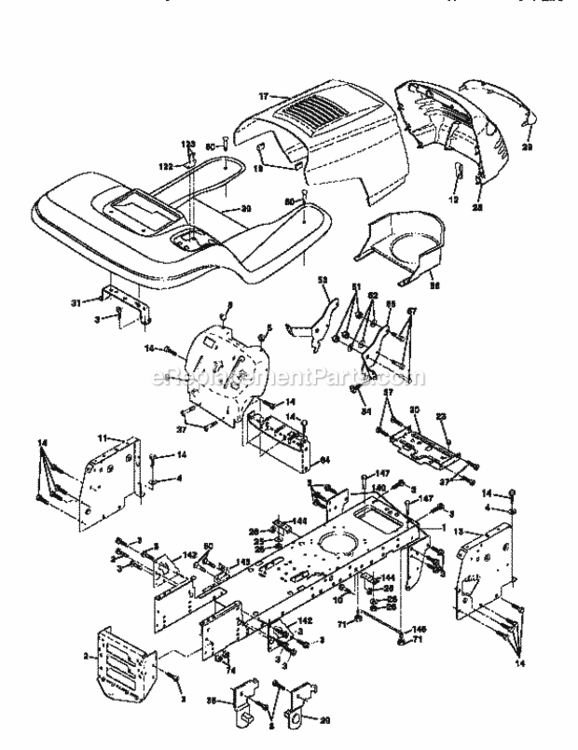 Page B Diagram and Parts List for 917258172  Craftsman Lawn Tractor