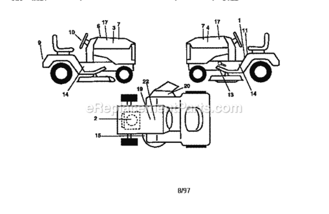 Page J Diagram and Parts List for 917258261  Craftsman Lawn Tractor