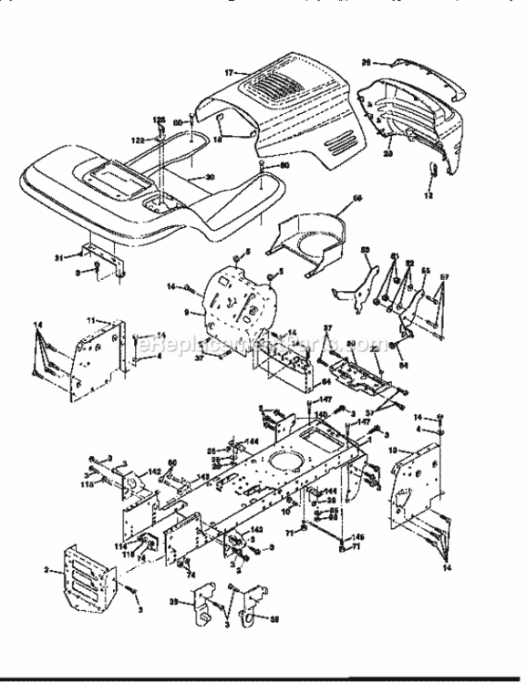 Page B Diagram and Parts List for 917258261  Craftsman Lawn Tractor
