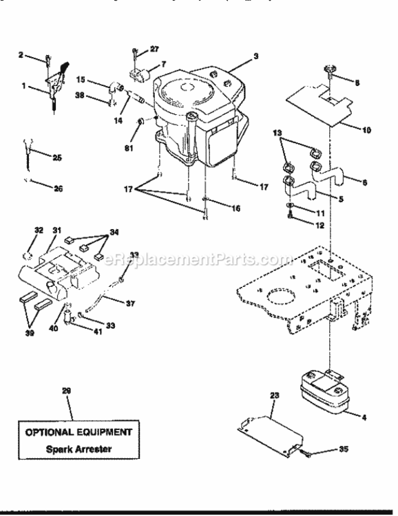 Page E Diagram and Parts List for 917258261  Craftsman Lawn Tractor