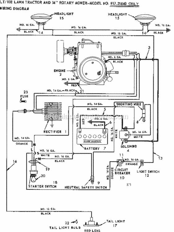 Page E Diagram and Parts List for 91725841  Craftsman Lawn Tractor