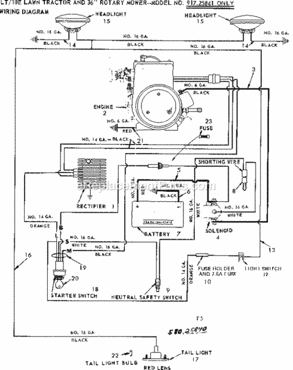 Page F Diagram and Parts List for 91725841  Craftsman Lawn Tractor