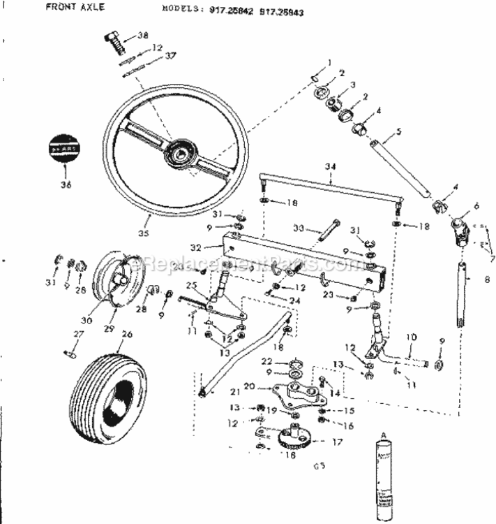 Page C Diagram and Parts List for 91725842  Craftsman Lawn Tractor