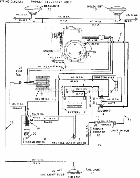 Page E Diagram and Parts List for 91725842  Craftsman Lawn Tractor