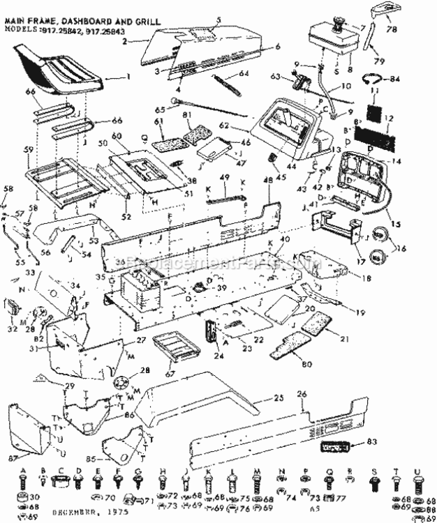 Page A Diagram and Parts List for 91725843  Craftsman Lawn Tractor