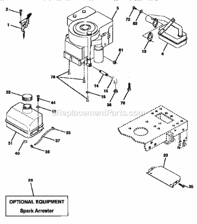 Page H Diagram and Parts List for 917258450  Craftsman Lawn Tractor