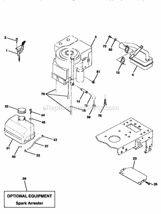 Page H Diagram and Parts List for 917258451  Craftsman Lawn Tractor
