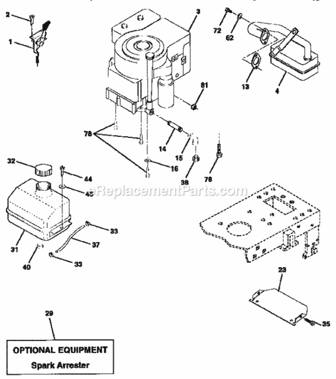 Page F Diagram and Parts List for 917258452  Craftsman Lawn Tractor
