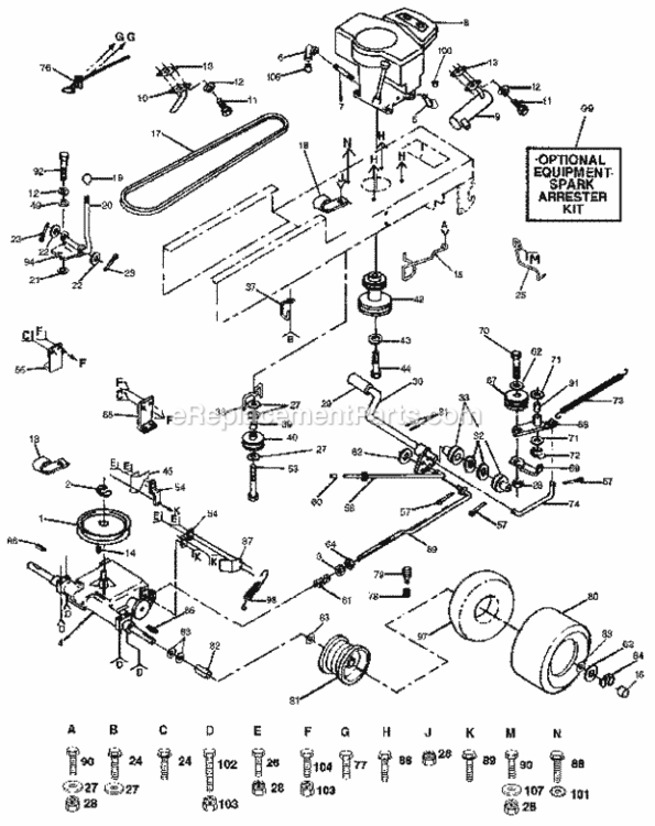 Page C Diagram and Parts List for 917258492  Craftsman Lawn Tractor
