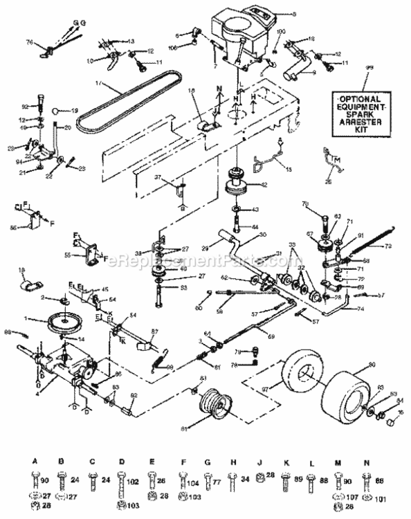 Page C Diagram and Parts List for 917258493  Craftsman Lawn Tractor