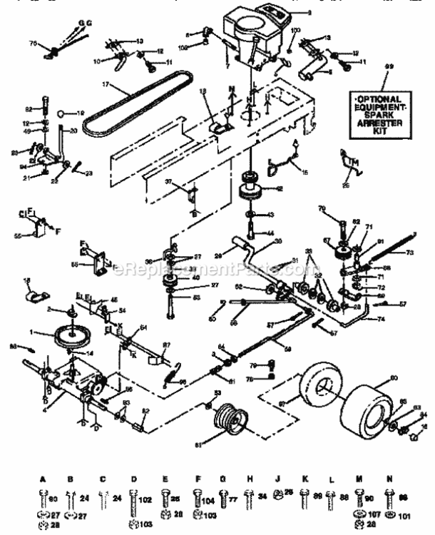 Page C Diagram and Parts List for 917258494  Craftsman Lawn Tractor