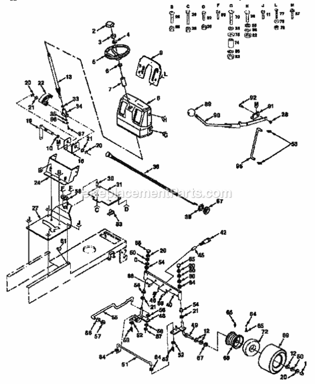 Page D Diagram and Parts List for 917258494  Craftsman Lawn Tractor