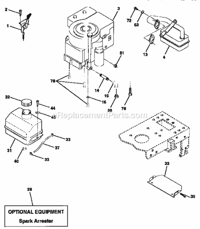 Page H Diagram and Parts List for 917258520  Craftsman Lawn Tractor