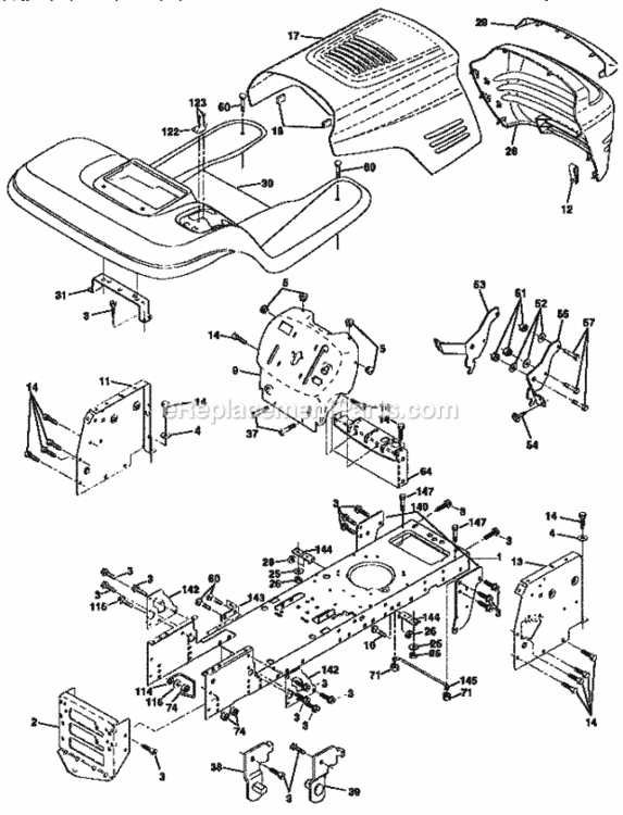 Page B Diagram and Parts List for 917258521  Craftsman Lawn Tractor