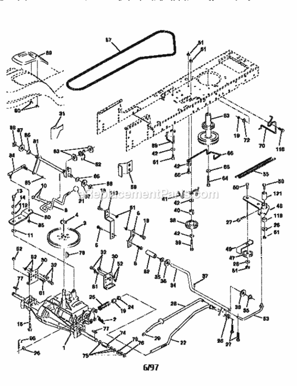 Page C Diagram and Parts List for 917258521  Craftsman Lawn Tractor
