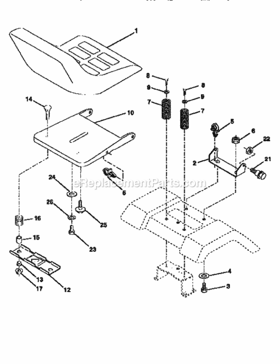 Page E Diagram and Parts List for 917258521  Craftsman Lawn Tractor