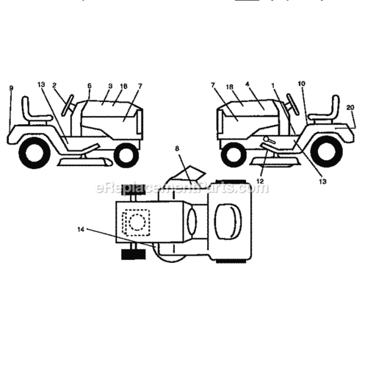 Page F Diagram and Parts List for 917258521  Craftsman Lawn Tractor