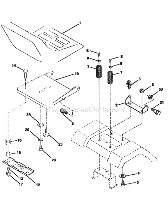 Page E Diagram and Parts List for 917258522  Craftsman Lawn Tractor