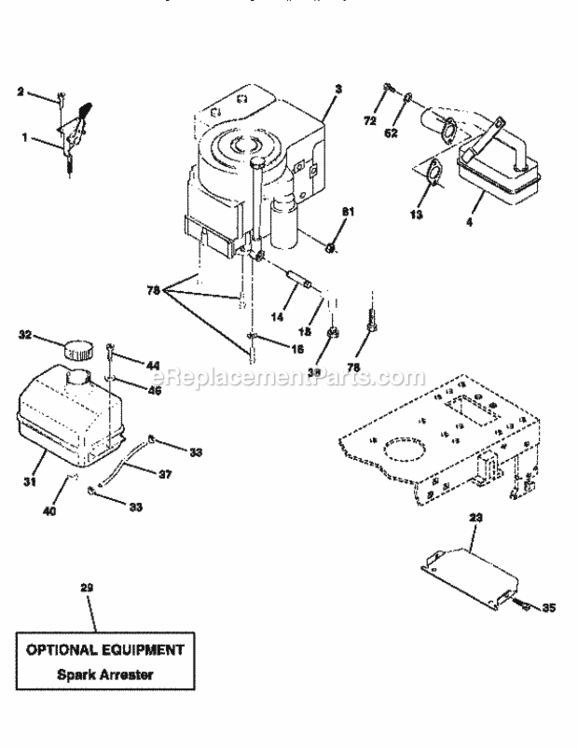 Page H Diagram and Parts List for 917258522  Craftsman Lawn Tractor