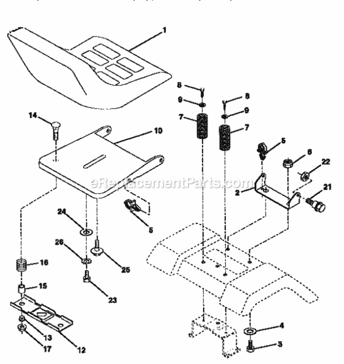 Page E Diagram and Parts List for 917258523  Craftsman Lawn Tractor