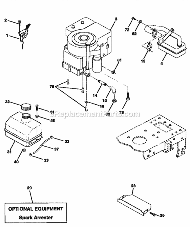 Page H Diagram and Parts List for 917258524  Craftsman Lawn Tractor