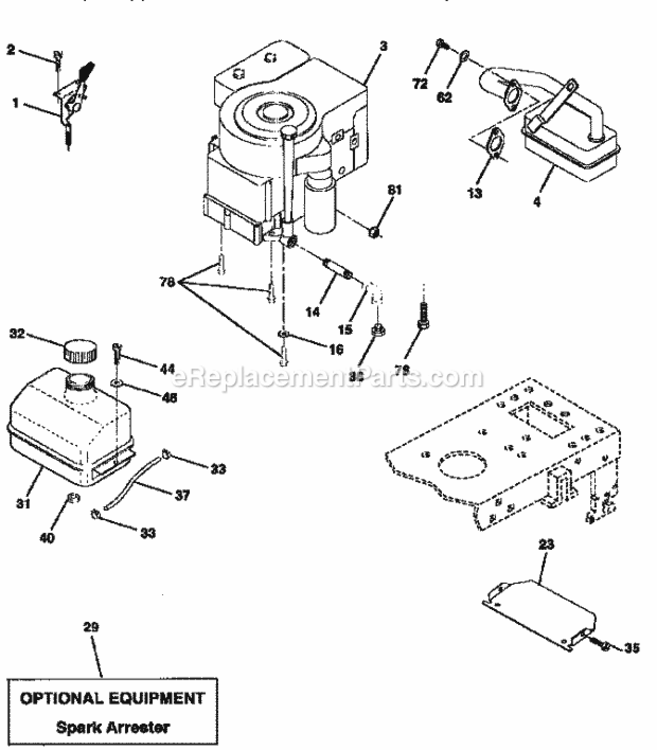 Page H Diagram and Parts List for 917258531  Craftsman Lawn Tractor