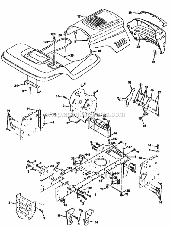 Page B Diagram and Parts List for 917258532  Craftsman Lawn Tractor